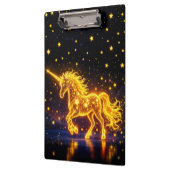 Einhorn-Fantasie Gold Leuchtsterne Klemmbrett (Links)