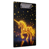 Einhorn-Fantasie Gold Leuchtsterne Klemmbrett (Rechts)