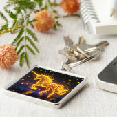 Einhorn-Fantasie Gold Leuchtsterne Schlüsselanhänger (Seite)