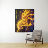 Einhorn-Fantasie Gold Leuchtsterne Wandteppich (Beispiel)