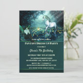 Einhorn Fantasy Dress Up Birthday Party Einladung (Stehend Vorderseite)