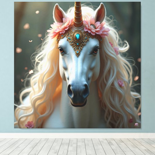 Einhorn Fantasy Leinwand Print Picture 2 (Insitu (Holzboden))