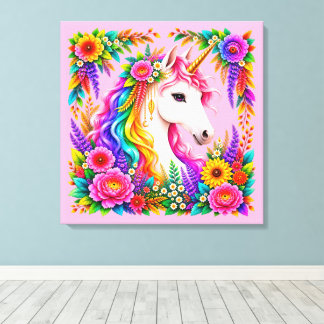 Einhorn-Fantasy-Magie Regenbogen Leinwanddruck