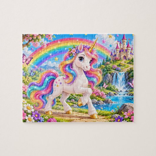 Einhorn-Fantasy mit Regenbogen Puzzle (Horizontal)