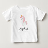 Einhorn, Fee, Magie - Individuelle Name Baby T-shirt (Vorderseite)