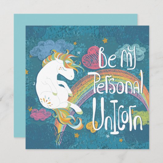 Einhorn Feiertagskarte (Vorne/Hinten)