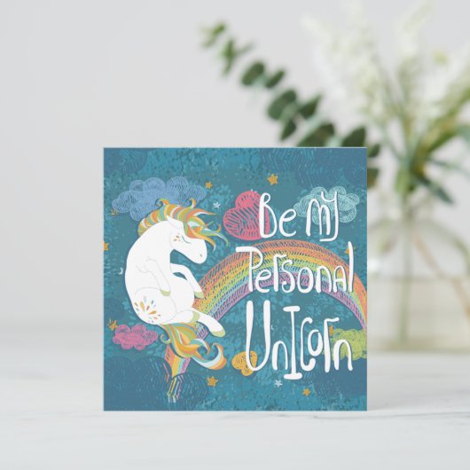 Einhorn Feiertagskarte (Stehend Vorderseite)