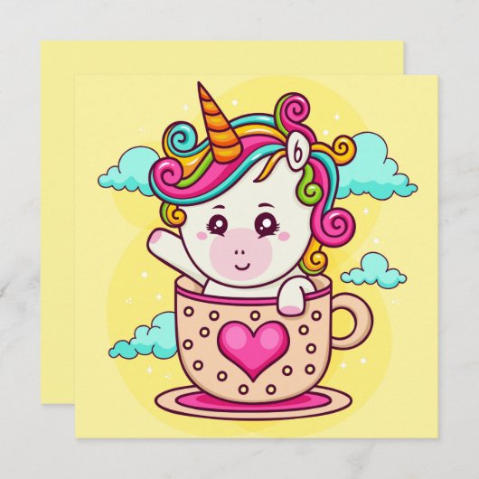 Einhorn Feiertagskarte (Vorne/Hinten)