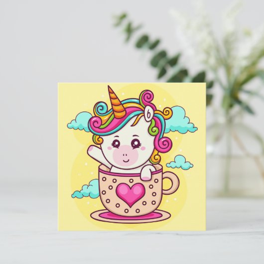 Einhorn Feiertagskarte (Stehend Vorderseite)