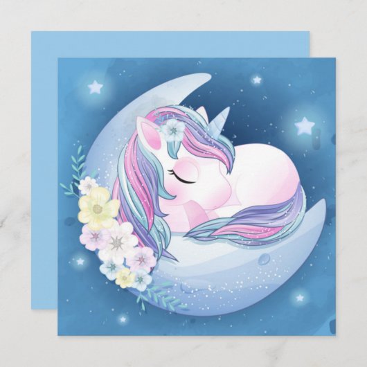 Einhorn Feiertagskarte (Vorne/Hinten)