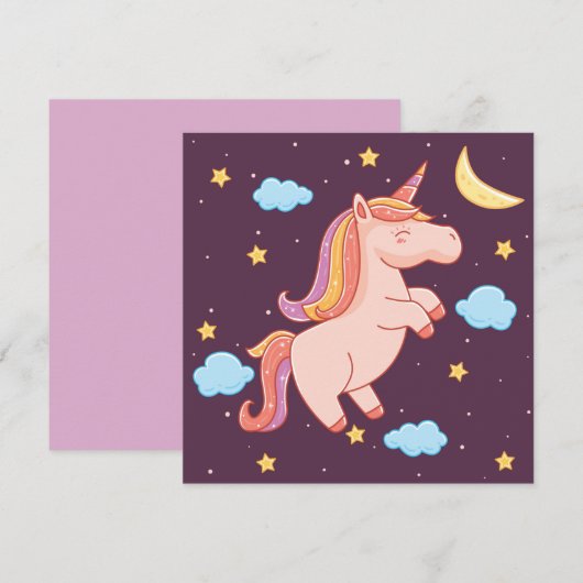 Einhorn Feiertagskarte (Vorne/Hinten)