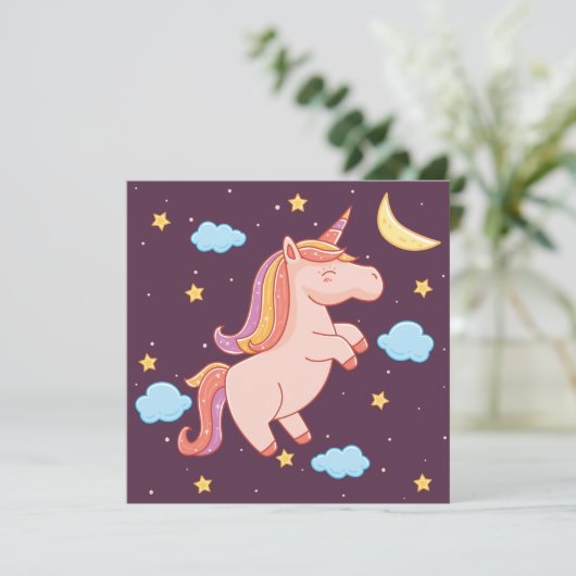 Einhorn Feiertagskarte (Stehend Vorderseite)