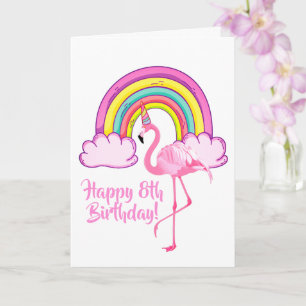 Einhorn Flamingo Magisches Regenbogen Mädchen 8. G Karte