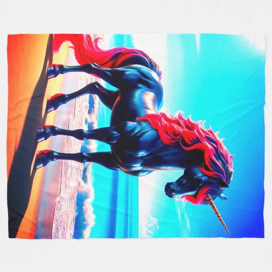 Einhorn Fleecedecke (Vorderseite (Horizontal))