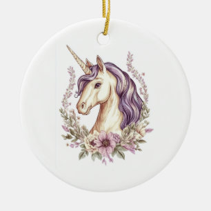 Einhorn Florale Fantasie (1) Keramik Ornament