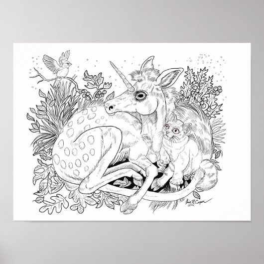 Einhorn Foal Enchanted Friends Coloring Page Poster (Vorne)