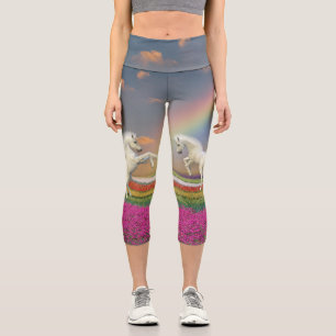 Einhorn-Fohlen Fantasy Regenbogen Capri Leggings