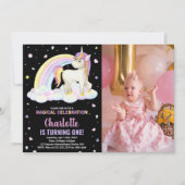 Einhorn-Foto-Einhorn am Geburtstag Einladung (Vorderseite)