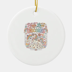 Einhorn Frieden Liebe Einhörner Süßes Vektordesign Keramik Ornament
