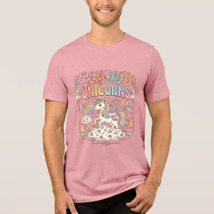 Einhorn Frieden Liebe Einhörner Süßes Vektordesign Tri-Blend Shirt