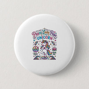 Einhorn Frieden Liebe Pose Einhorn Weißer Hintergr Button
