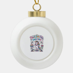 Einhorn Frieden Liebe Pose Einhorn Weißer Hintergr Keramik Kugel-Ornament