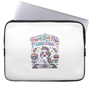 Einhorn Frieden Liebe Pose Einhorn Weißer Hintergr Laptopschutzhülle