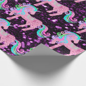 Einhorn Funkelnd Glitzer Rosa Fairer Lila Sequin Geschenkpapier (Ecke)