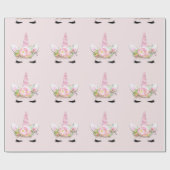 Einhorn Funkelnd Glitzer Rosa Fairly Blütenpastel Geschenkpapier (Flach)