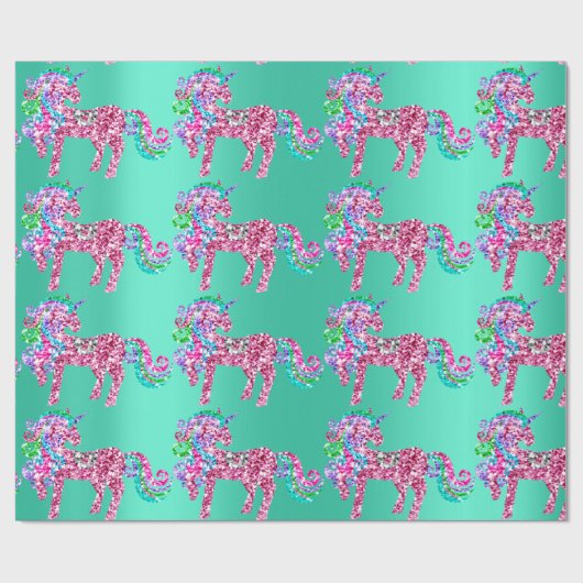 Einhorn Funkelnd Glitzer Rosa Fairly Mint Lux Gree Geschenkpapier (Flach)