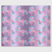 Einhorn Funkelnd Glitzer Rosa Fairly Rainbow Geschenkpapier (Flach)