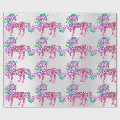Einhorn Funkelnd Glitzer Rosa Fairly Silver Glam Geschenkpapier (Flach)