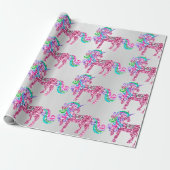 Einhorn Funkelnd Glitzer Rosa Fairly Silver Glam Geschenkpapier (Ungerollt)