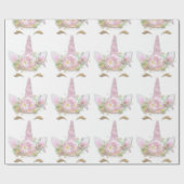 Einhorn Funkelnd Glitzer Rosa Gold Blütenweiß Geschenkpapier (Flach)
