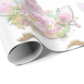 Einhorn Funkelnd Glitzer Rosa Gold Blütenweiß Geschenkpapier (Rolleneckpunkt)