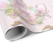 Einhorn Funkelnd Glitzer Rosa Goldblütenpastel Geschenkpapier (Rolleneckpunkt)