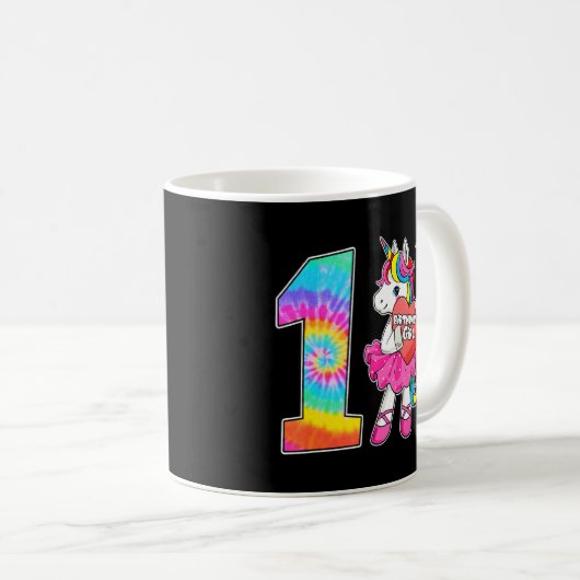 Einhorn für Mädchen im Alter von 1 Gefärbte Krawat Kaffeetasse (VorderseiteRechts)
