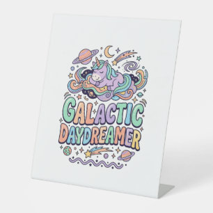 Einhorn Galactic Tagträumer Kawaii Aufkleber und T Sockelschild