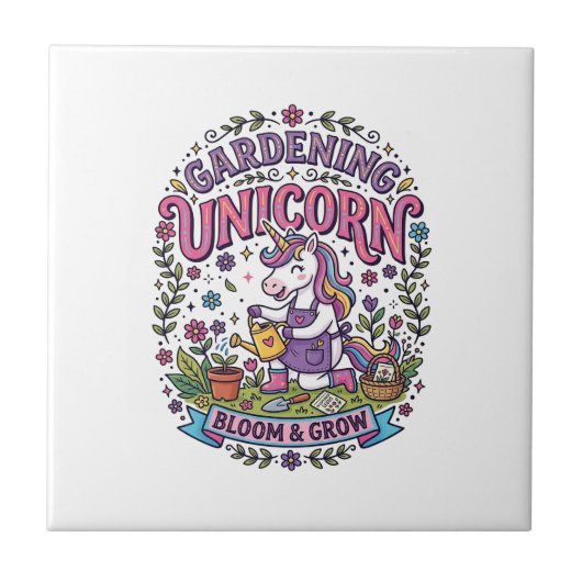 Einhorn-Gartenbau-Einhorn-Werbegeschenk Süßes Gesc Fliese (Vorderseite)