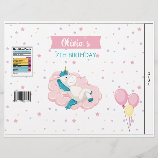 Einhorn Gastgeschenke Beutel Chips Beutel Wrapper Flyer (Vorne)