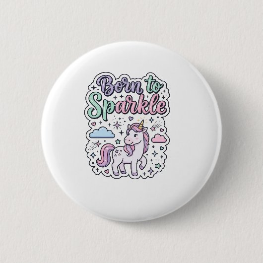 Einhorn, geboren, um Grafikdesign Merch Design zum Button (Vorderseite)