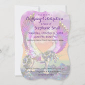 Einhorn Geburtstag Einladung Lila Blaurosa Pferd (Vorderseite)