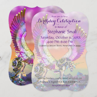 Einhorn Geburtstag Einladung Lila Blaurosa Pferd