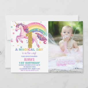 Einhorn Geburtstag Einladung mit Bild
