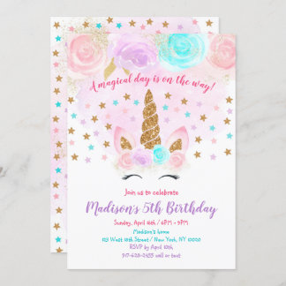 Einhorn Geburtstag Einladung Pink Gold Magical