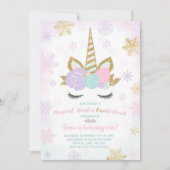 Einhorn Geburtstag Einladung Winter Einhorn Party (Vorderseite)