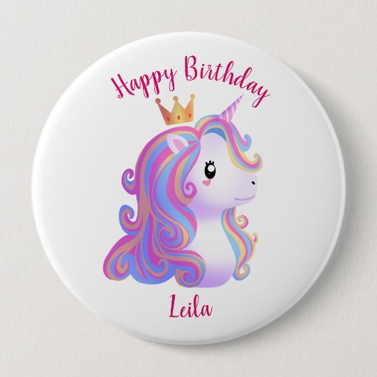 Einhorn Geburtstag mit Laune Button (Vorderseite)