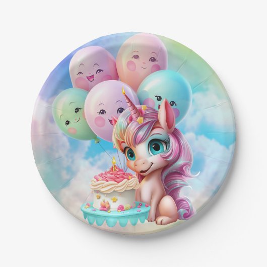 Einhorn Geburtstag Pappteller (Vorderseite)