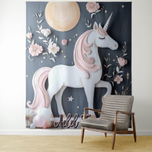 Einhorn-Geburtstags-Wandkunst-Hintergrund-Banner Wandteppich