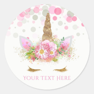 Einhorn-Geburtstagsfeier Einhorn-Gesicht-Aufkleber Runder Aufkleber